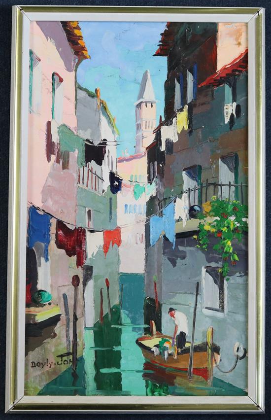 § Cecil Rochfort DOyly-John (1906-1993) Venice back street off the San Georgio, 14.5 x 8.5in.
